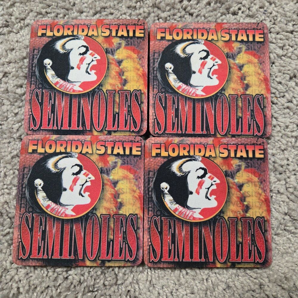 Florida State Seminoles Drink Coasters Rubber 4x4 set of 4 Maroon